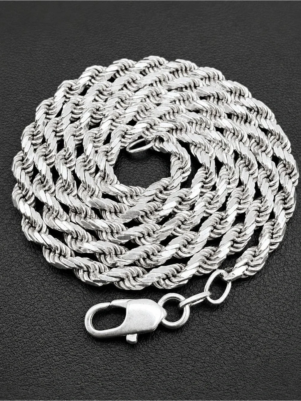 Italy 925 Sterling Silver solid Rope chain necklace 20” 4mm